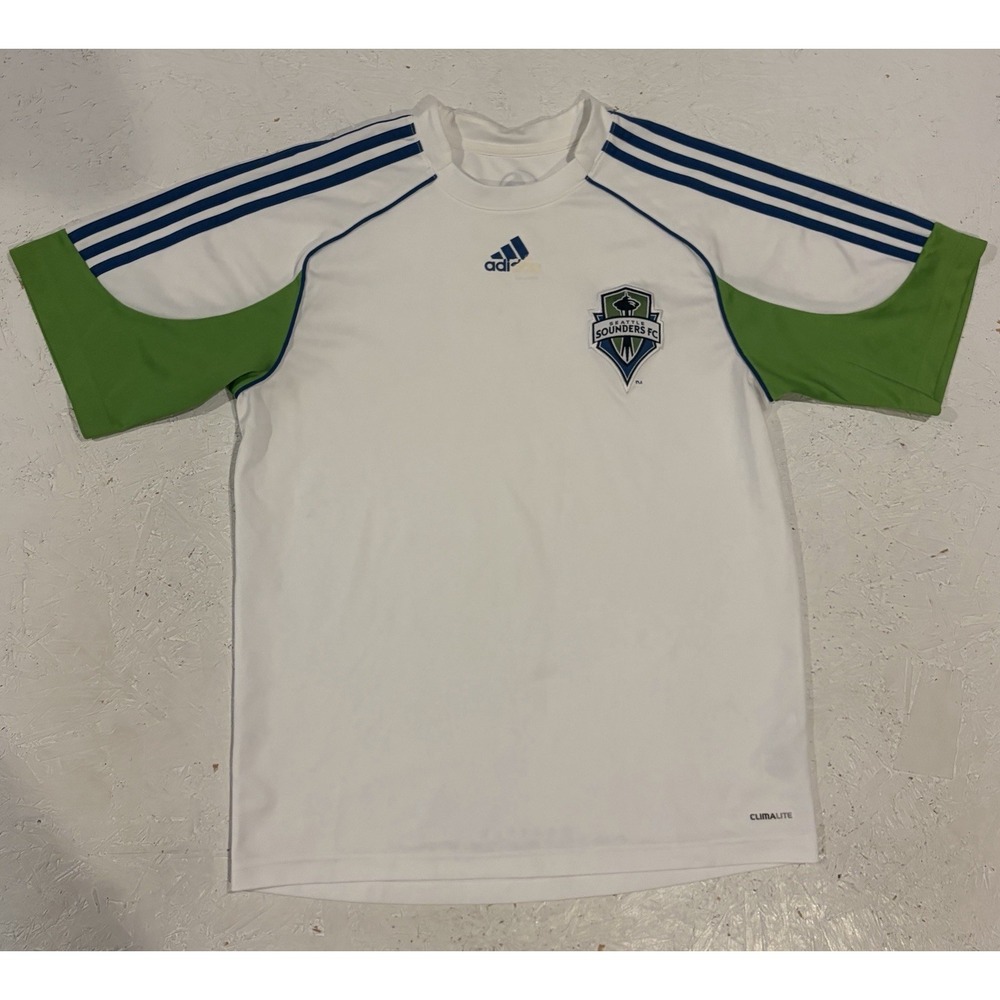 Vintage Adidas Seattle Sounders Soccer Jersey Mens M White 2008 Football MLS